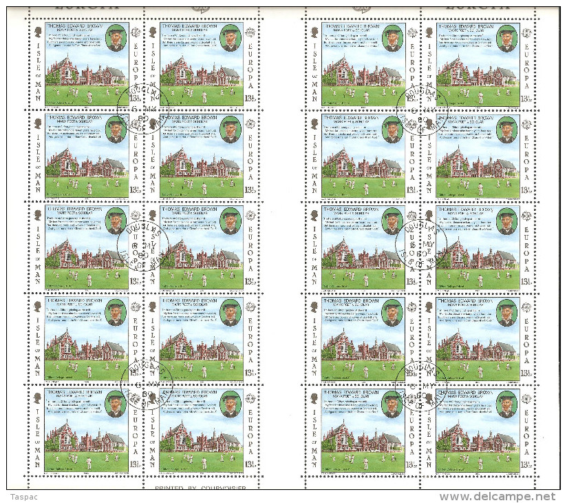 Isle Of Man 1980 Mi# 164-165 Used - Sheets Of 20 (folded) - Europa - Isola Di Man