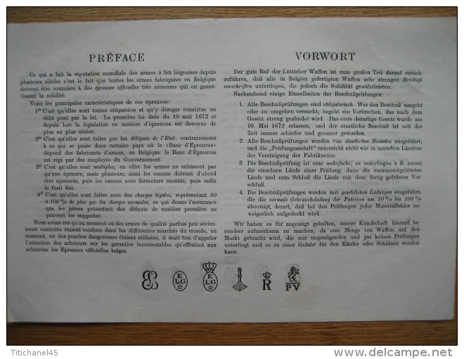 Catalogue 1923 FABRIQUES D´ARMES UNIES DE LIEGE - Marque "LE CENTAURE" - Armes De Chasse, Fusils, Carabines, Révolvers - Publicités