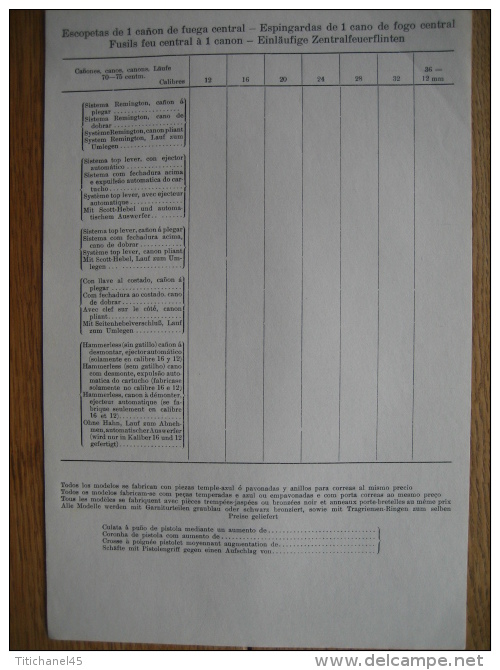 Catalogue 1923 FABRIQUES D´ARMES UNIES DE LIEGE - Marque "LE CENTAURE" - Armes de chasse, fusils, carabines, révolvers