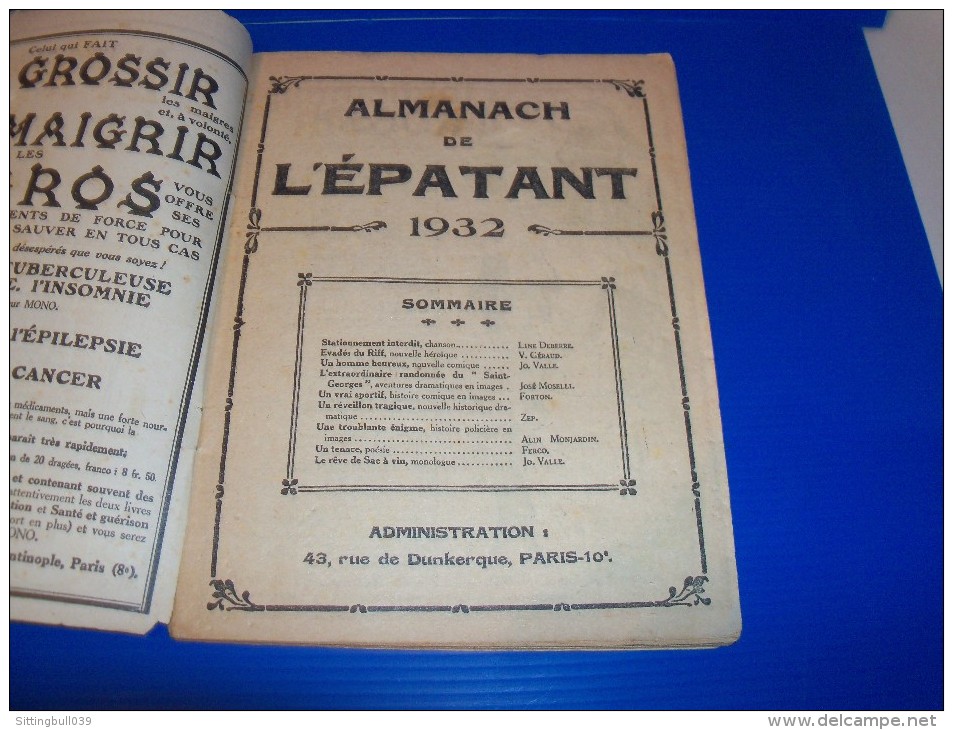 FORTON. Auteur Des Pieds-Nickelés. Almanach De L'EPATANT 1932. Illust. 1ère De Couverture + Un Vrai Sportif Par FORTON - Agendas & Calendarios