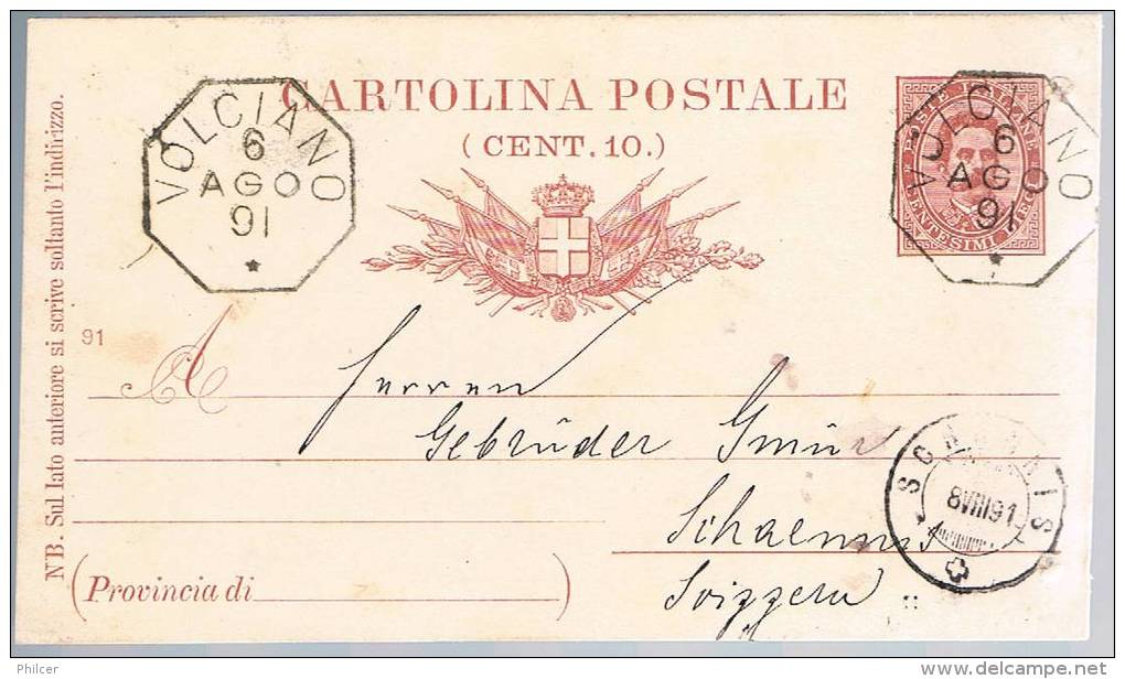 Italia, 1891, Volciano-Schannis - Usati