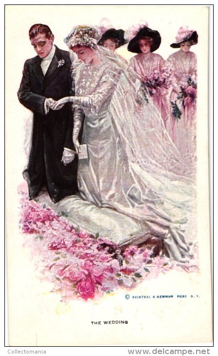 6 Postcards Harrison Fisher Glamour Signed & Numbered The Wedding N°188-187 -190 Serenade -2043-862-865 - Fisher, Harrison