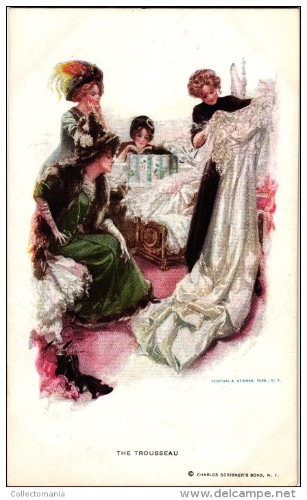 6 Postcards Harrison Fisher Glamour Signed & Numbered The Wedding N°188-187 -190 Serenade -2043-862-865 - Fisher, Harrison