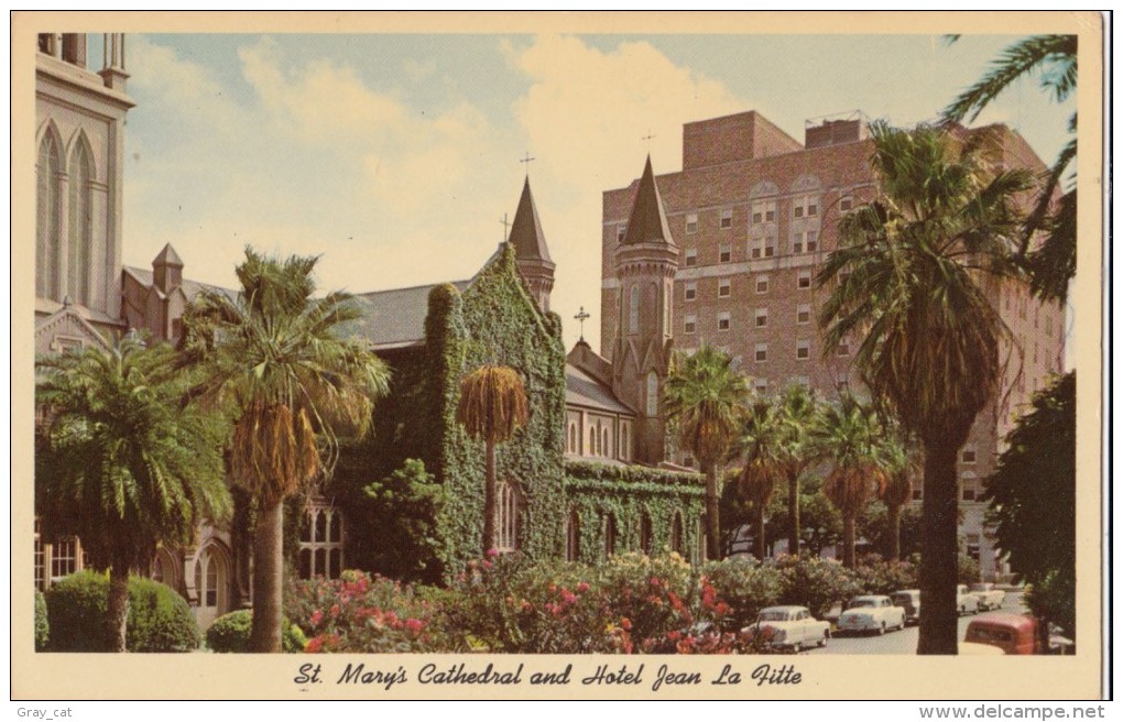 USA, St. Mary's Cathedral And Hotel Jean La Fitte, Galveston, Texas, Unused Postcard [16344] - Galveston