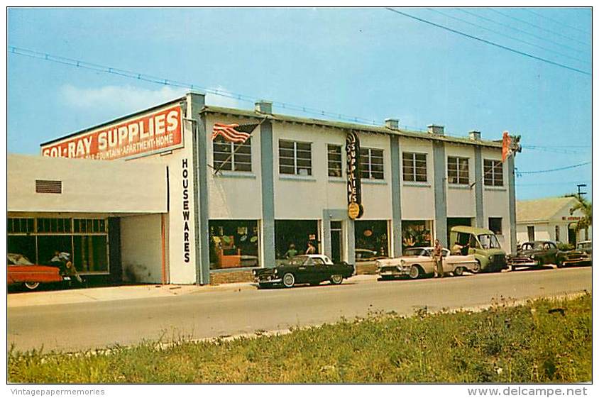 201085-Florida, Daytona Beach, Sol-Ray Supplies Store, 50s Cars, John G. Von By Dexter Press No 23882-B - Daytona