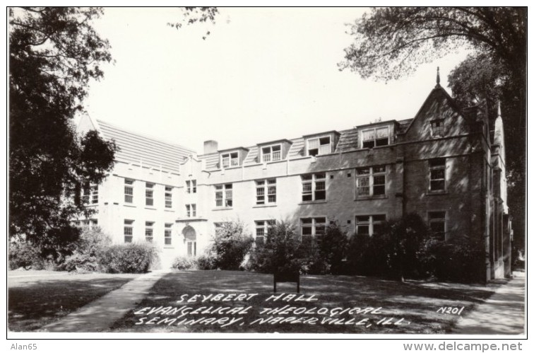 Naperville Illinois, Seybert Hall Evangelical Theological Seminary, C1940s/50s Vintage Real Photo Postcard - Naperville