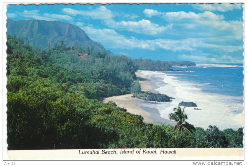 Lumahai Beach Kauai Hawaii, C1970s/80s Vintage Postcard - Kauai