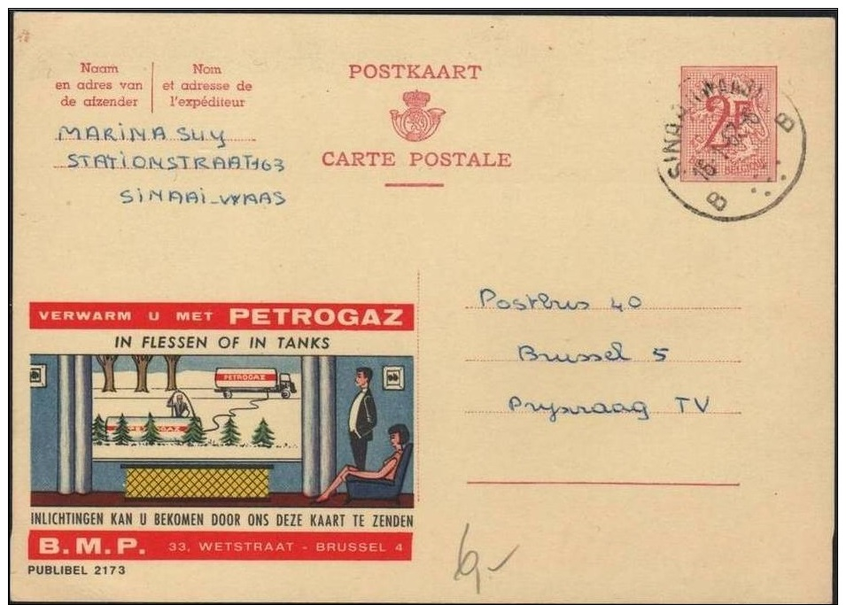 BELGIUM - CARTE POSTALE 1967 SINAII PUBLIBEL 2173 - Cartes Postales 1951-..