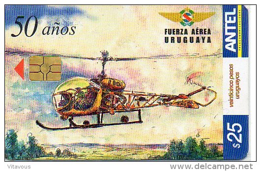 Hélicoptère  Helicopter  Télécarte Jet Avion Phonecard  Uruguay Telefonkarten (300) - Uruguay