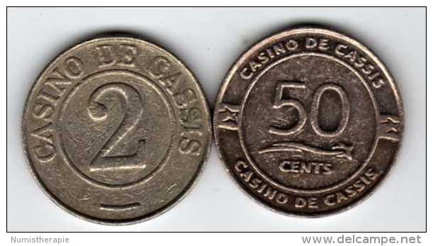 2 Jetons De Slot Machine à Sous : Casino De Cassis : 2 Francs & 50 Euro Cents - Casino