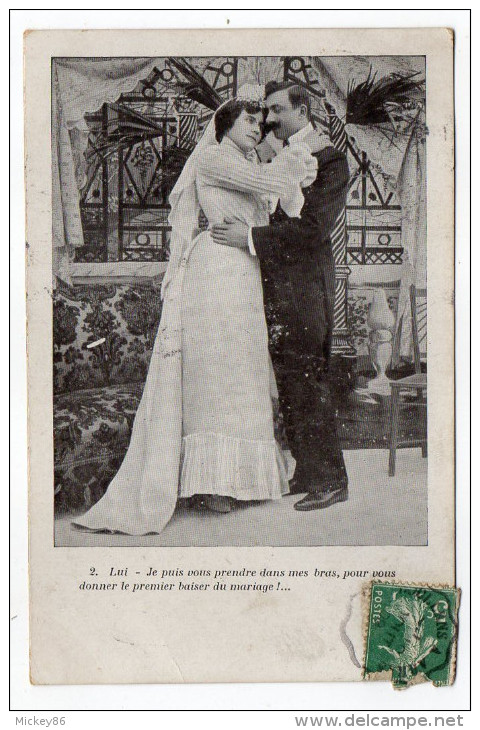 Couple--Baiser De Mariage--1909--n°2 éd  ????---cachet Convoyeur Ou Ambulant  "Doullens à Arras" - Couples
