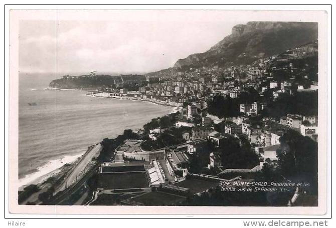 Cpsm MONTE CARLO Panorama Tennis Vus De St Roman N&B - Oceanographic Museum