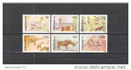 Simbabwe Zimbabwe 1982 Geschichte Kunst Kultur Felsmalereien Höhlen Klippen Jagd Tiere Animals, Mi. 259-4 ** - Zimbabwe (1980-...)