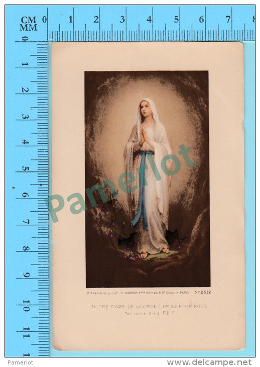 ( Notre Dame De Lourdes Priez Pour Nous + Indulgences  ) Image Pieuse Holy Card Santini 2 Scans - Images Religieuses