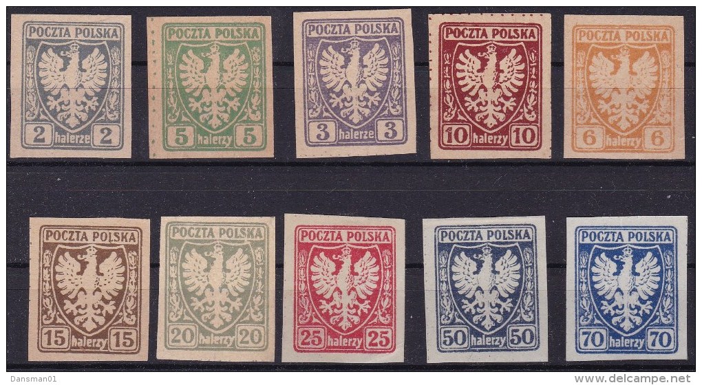POLAND 1919 Orzel Fi 56-64 Mint - Unused Stamps