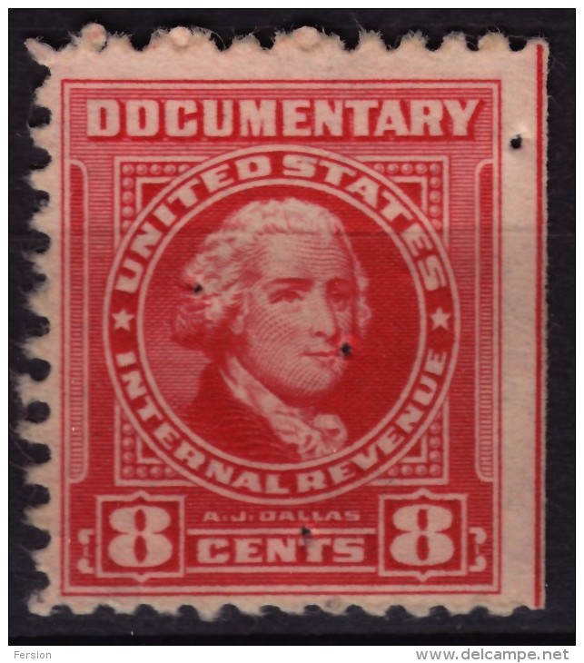 USA - U.S. Internal Revenue, Documentary -  Revenue Tax Stamp - USED - A J Dallas - Fiscali