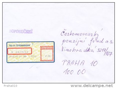Czech Rep. / APOST (2003) 785 01 STERNBERK 1 (printed Issue Of Post Office "1") (R-letter) Tariff: 17,00 CZK (A09103) - Variétés Et Curiosités