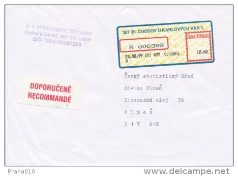 Czech Rep. / APOST (1999) 357 35 CHODOV U KARLOVYCH VAR 1 (makeshift "1") (R-letter) Tariff: 12,60 CZK (A09108) - Abarten Und Kuriositäten