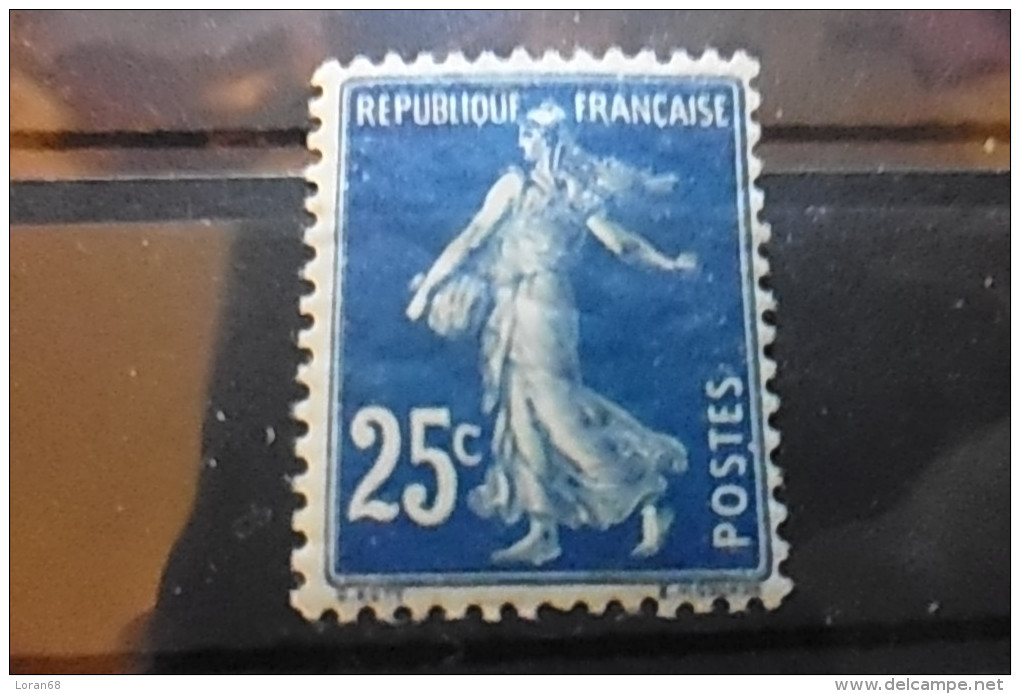 Timbre 25c Bleu Neuf FRANCE 1907 Semeuse Fond Plein Yt 140A - 1906-38 Semeuse Camée