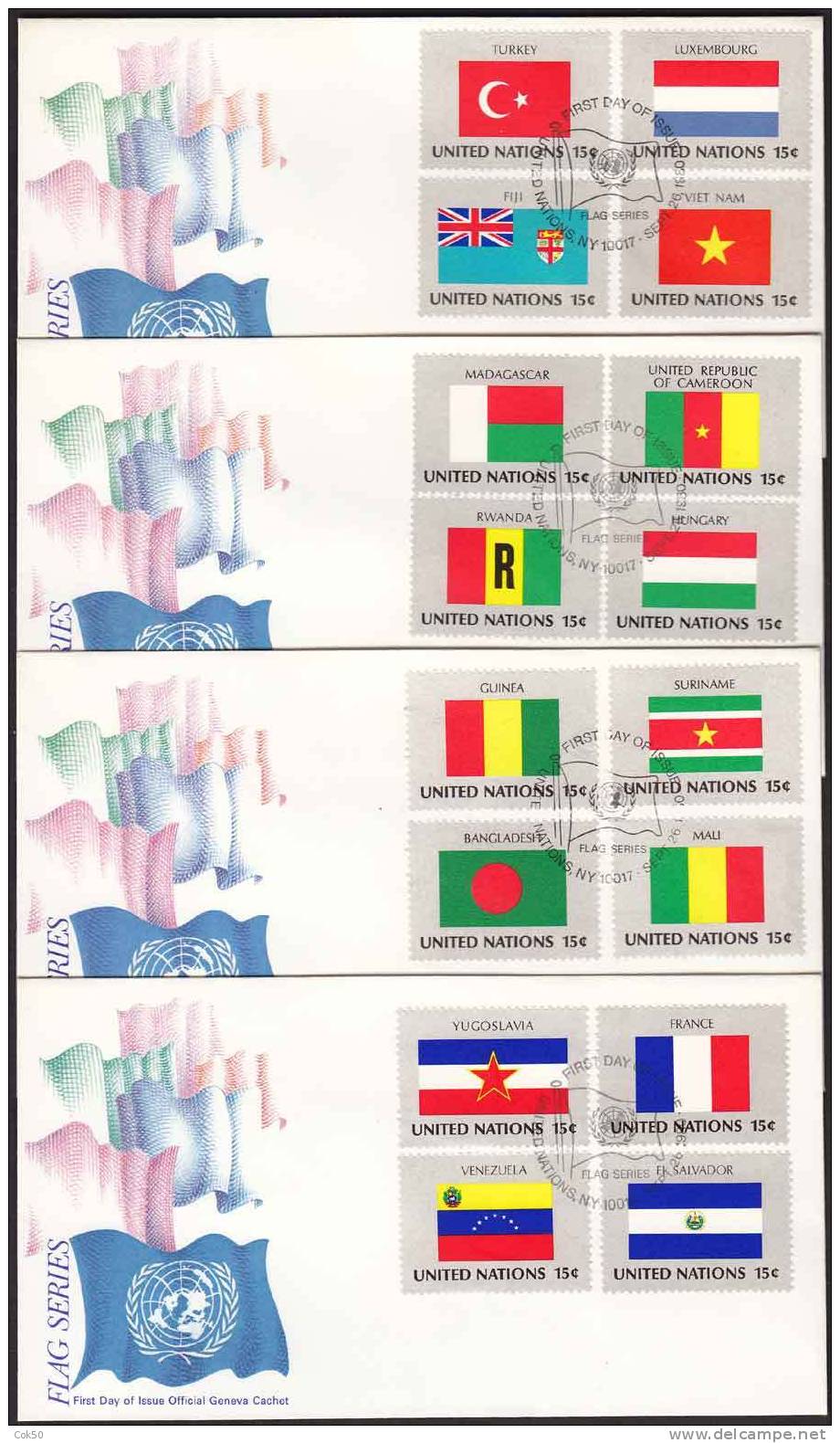 United Nations UN Flag Issue 1980 Complete Set 4 Official FDC - Superb Condition - Sonstige & Ohne Zuordnung