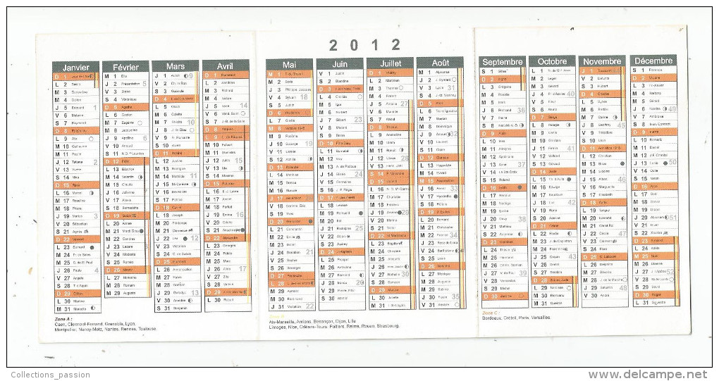 G-I-E , Calendrier , 2012 , Pharmacie Du Val De Gartempe , Montmorillon , 6 Pages , 2 Scans - Tamaño Pequeño : 2001-...