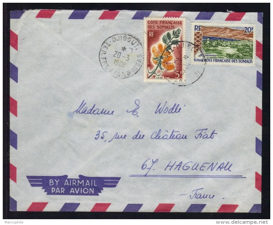 DJIBOUTI - COTE DES SOMALIS / 1968 LETTRE AVION POUR LA FRANCE (ref 5220) - Lettres & Documents