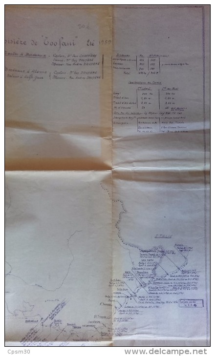 Plan De Croisière - Bateau "Le Toofani" été 1959 - Canal Du Midi - Nantes-Bordeaux Bordeaux-Sète Sète-Golfe-Juan - Europe