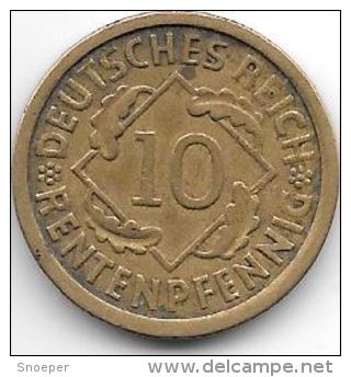 Weimar Rep 10 Rente  Pfenng 1924 J Km 33  Vf - 10 Renten- & 10 Reichspfennig