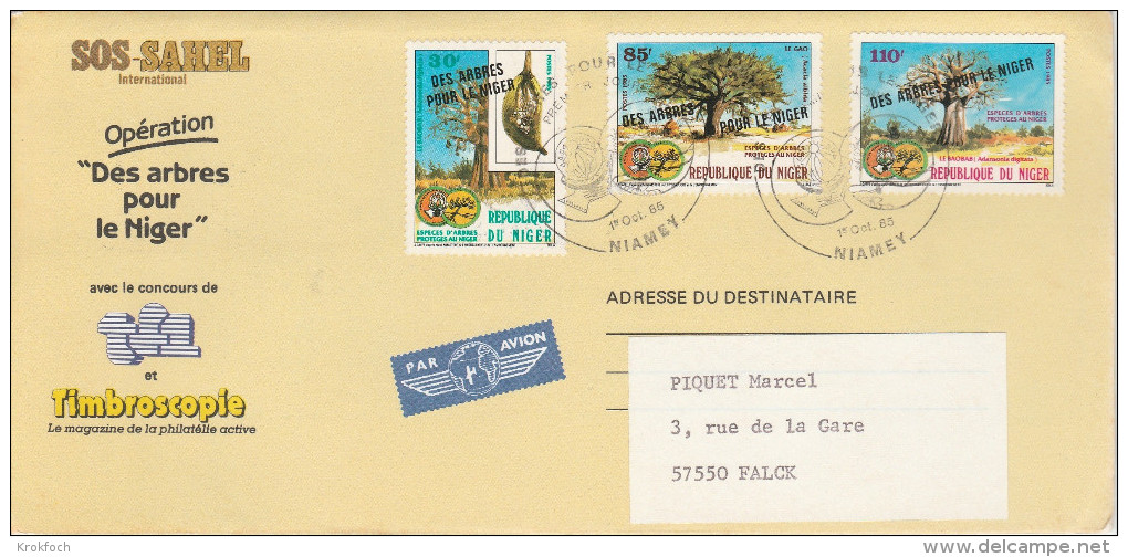 Niamey 1985 - Surcharge Des Arbres Pour Le Niger - Opération TF1 - 2 Scans - Niger (1960-...)