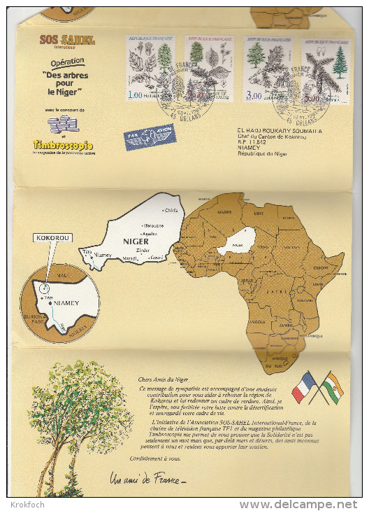 Niamey 1985 - Surcharge Des Arbres Pour Le Niger - Opération TF1 - 2 Scans - Niger (1960-...)