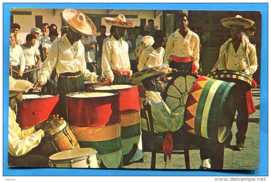 ARUBA -  ONE OF THE ARUBA´S FAMOUS STEELBANDS. TAMBOURINAIRES. MUSICIANS - Aruba