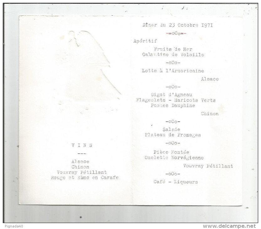 MENU , Mariage , 1971 , 4 Pages - Menus