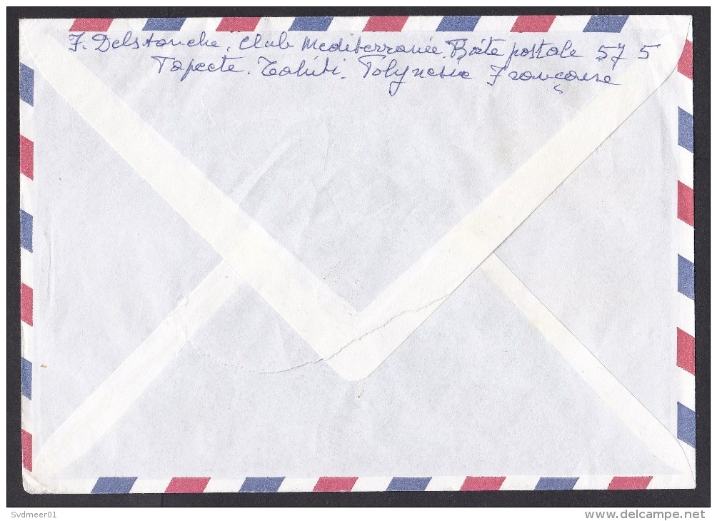 French Polynesia: Airmail Cover To Belgium, 1976, 3 Stamps, High Value, King, Culture, Boats (rough Opened Backside) - Brieven En Documenten