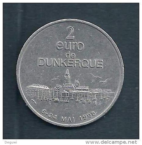 2 Euro Temporaire Precurseur De DUNKERQUE  1998, RRRR, UNC, Nickel, Nr. 284 - Euros Of The Cities