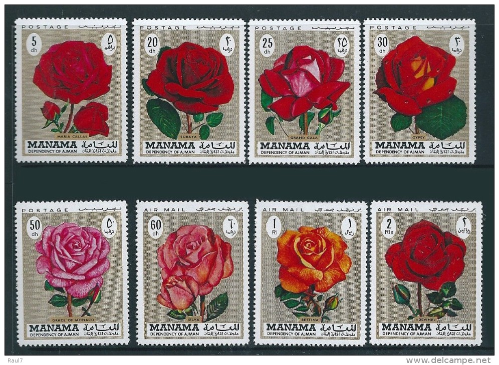 Emirates Arab Unis( Manama ) - Fleurs, Roses - 8 Val Neufs // Mnh Set - Manama