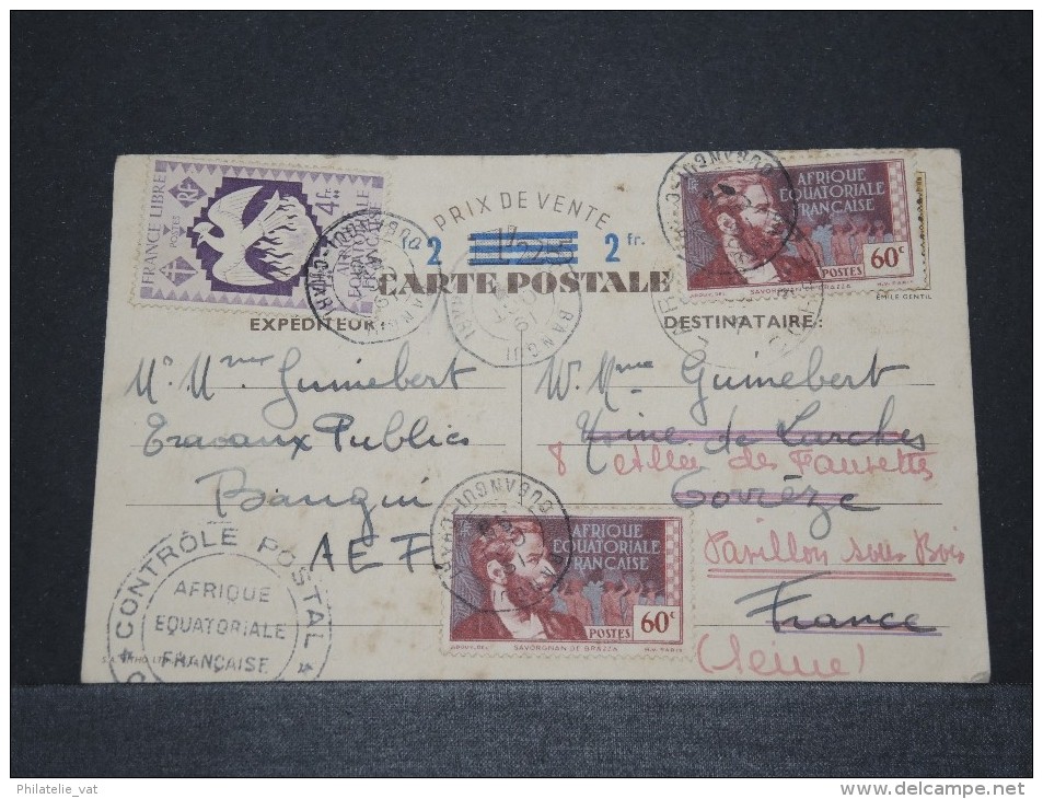 OUBANGUI CHARI - Rare Courrier Reprise Des Vols Vers La France Avec Controle Postal - Superbe - A Voir - Lot 14993A - Briefe U. Dokumente