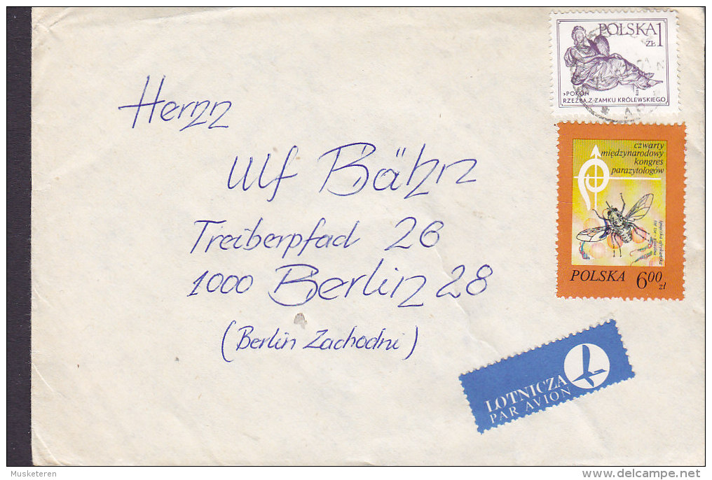 Poland LOTNICZA Par Avion Label BYDGOSZCZ Cover Brief BERLIN Germany Tze Tze Fly Fliege Voler Insect - Unclassified