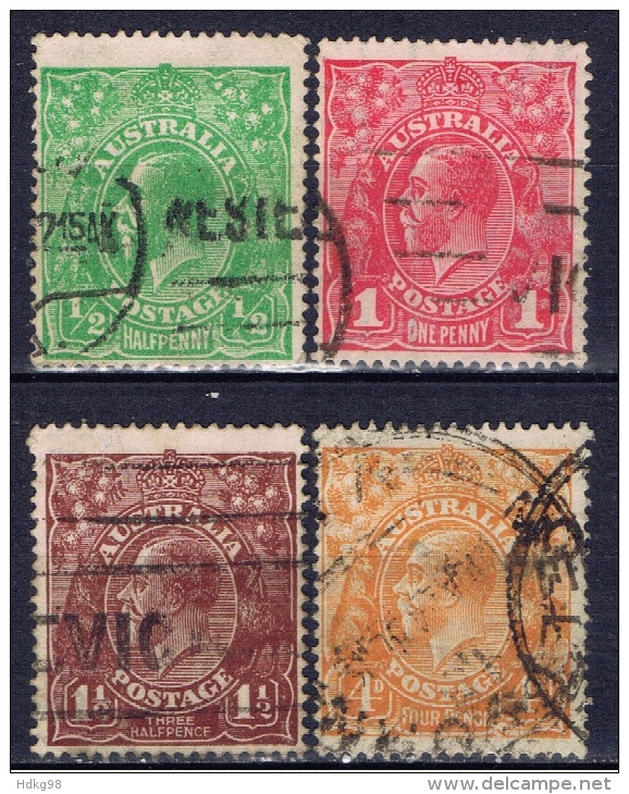 AUS+ Australien 1914 Mi 28 30 32 36 Georg V. - Used Stamps