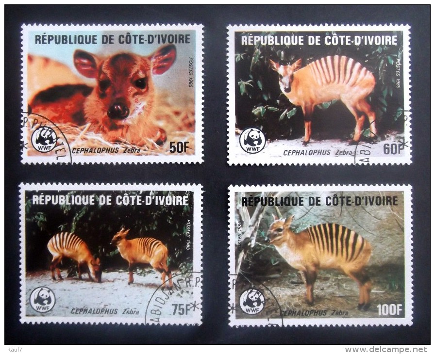 Côte D'Ivoire 1985 - Faune En Danger Wwf - 4 Val Obl. - Oblitérés