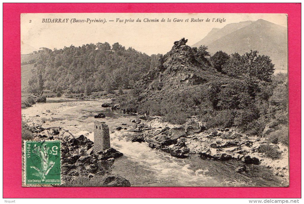 64 PYRENNEES-ATLANTIQUES BIDARRAY, Vue Prise Du Chemin De La Gare, Rocher De L'Aigle, 1908 - Bidarray