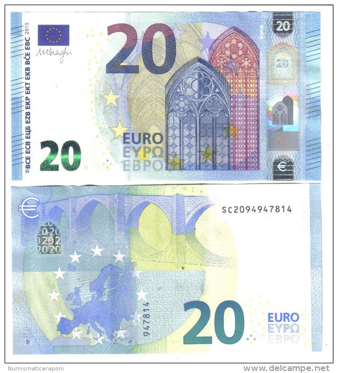 NEW 20 €  ITALIA FDS UNC Serie S012 SC  DRAGHI Q.FDS DA MAZZETTA Cod.€.212 - 20 Euro