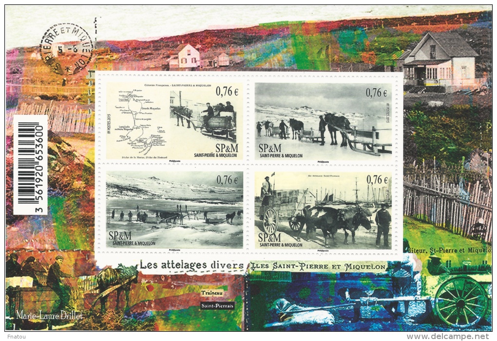 Saint Pierre And Miquelon, Animal Draft, 2015, MNH VF  Souvenir Sheet Of 4 - Unused Stamps