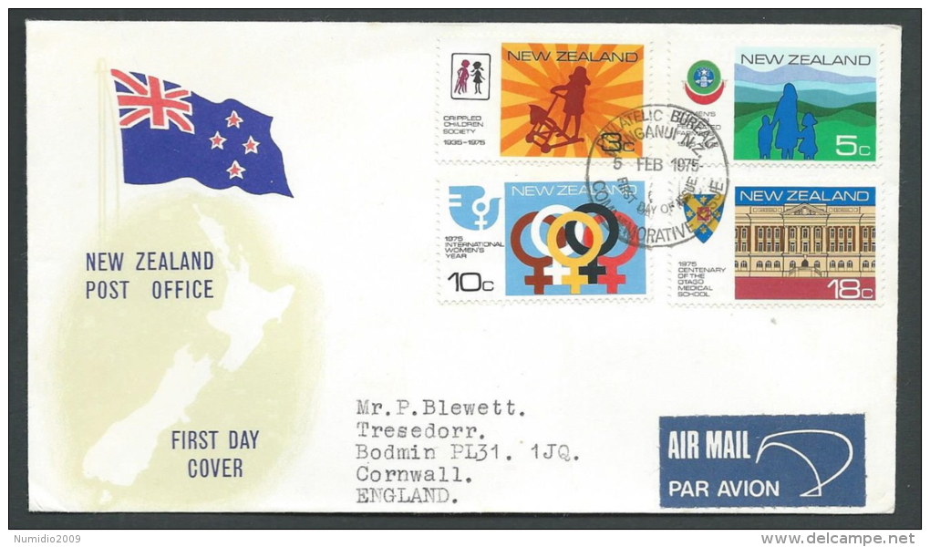 1975 NEW ZEALAND FDC POST OFFICE NO TIMBRO ARRIVO - V - FDC