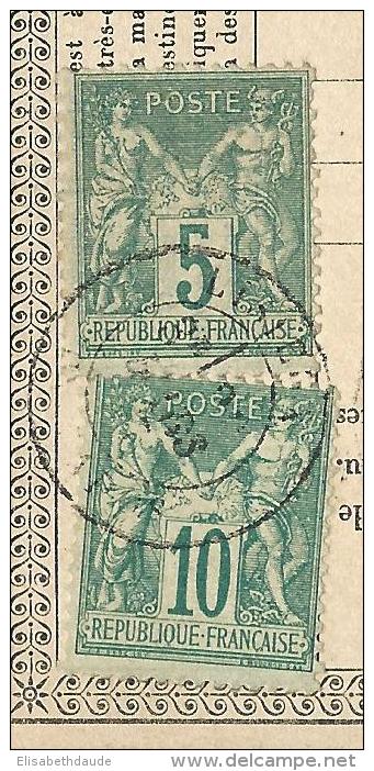 1877 - CARTE PRECURSEUR ENTIER TYPE SAGE MIXTE N/B + N/U De LISIEUX (CALVADOS) Pour BERNAY (EURE) - Cartes Précurseurs