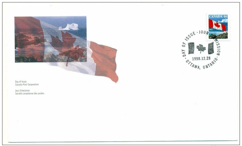 1998 Canada Flag Definitive  46c First Day Cover - 1991-2000