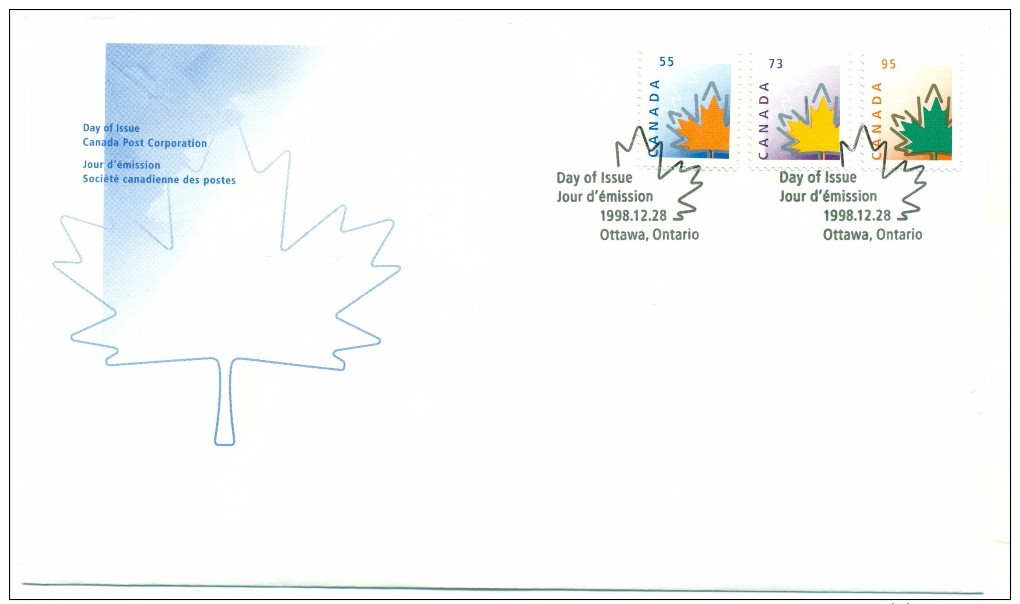 1998 Canada Maple Leaf Defiinitives First Day Cover - 1991-2000