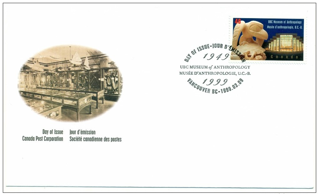 1999 Canada UBC Museum Of Anthropology  46c First Day Cover - 1991-2000