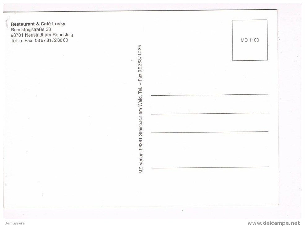 33427 ( 2 Scans ) Cafe Restaurant Lusky Neustadt Am Rennsteig - Neustadt / Orla