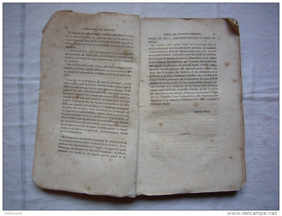 Document Relatif Révision Procès Maréchal NEY 1831 Extrait De L'observateur Des Tribunaux + Prince De La Moskowa - Documents Historiques