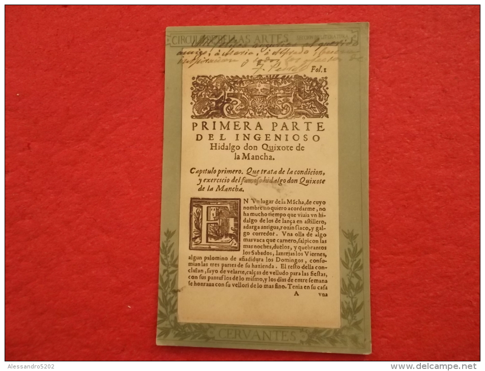 Spain Sent From Madrid Circulo De Bellas Artes Seccion De Literatura 1903 Don Quixote Rare++++++ - Cuentos, Fabulas Y Leyendas